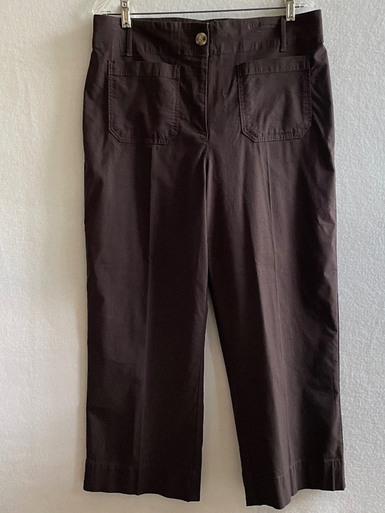 Nicole Miller Pants - Nicole Miller High Waist Cropped Wide Leg Cotton/Linen Brown Pants, Size 12